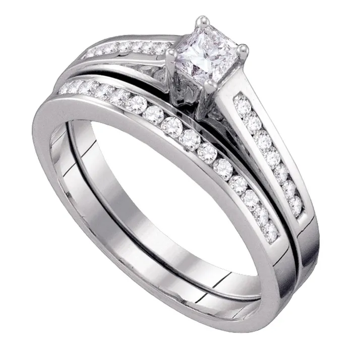 Rings mayamila 10kt White Gold Womens Princess Diamond Bridal Wedding Engagement Ring Band Set 12 Cttw Size 6 Rings mayamila 10kt White Gold Womens Princess Diamond Bridal Wedding Engagement Ring Band Set 12 Cttw Size 6