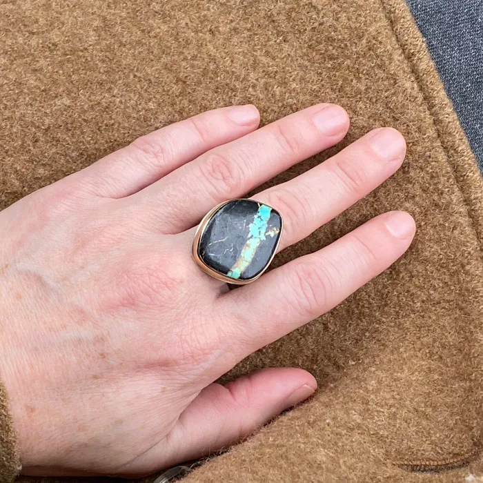 Jamie Joseph Large Black Jack Turquoise Ring Jamie Joseph Rings