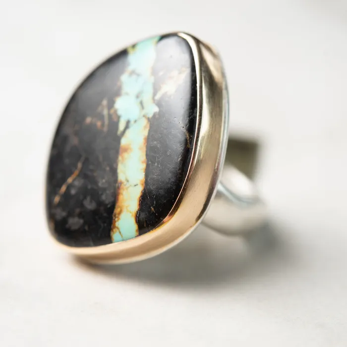 Jamie Joseph Large Black Jack Turquoise Ring Jamie Joseph Rings