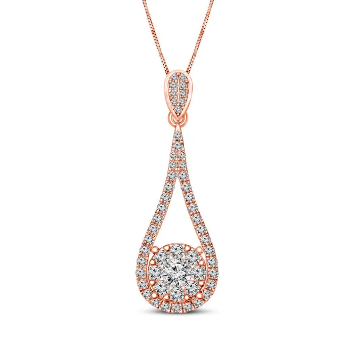 05 CT TW Natural Diamond Teardrop Pendant in 10K Rose Gold Goldia Necklaces 05 CT TW Natural Diamond Teardrop Pendant in 10K Rose Gold Goldia Necklaces