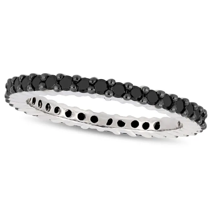 10 CT TW Black Enhanced Natural Diamond Eternity Band in Solid 10K White Gold Goldia Rings 10 CT TW Black Enhanced Natural Diamond Eternity Band in Solid 10K White Gold Goldia Rings