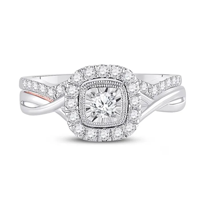 10k Twotone Gold Round Diamond Bridal Wedding Ring Set 12 Cttw gndatlanta Rings