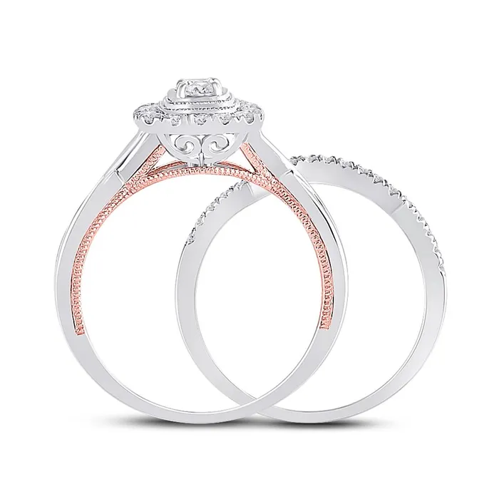 10k Twotone Gold Round Diamond Bridal Wedding Ring Set 12 Cttw gndatlanta Rings