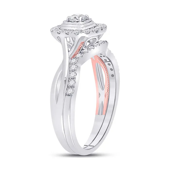 10k Twotone Gold Round Diamond Bridal Wedding Ring Set 12 Cttw gndatlanta Rings
