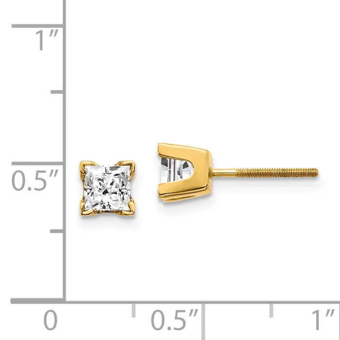 14k AAA Quality Complete Princess cut Diamond Earring goldiaca Earrings
