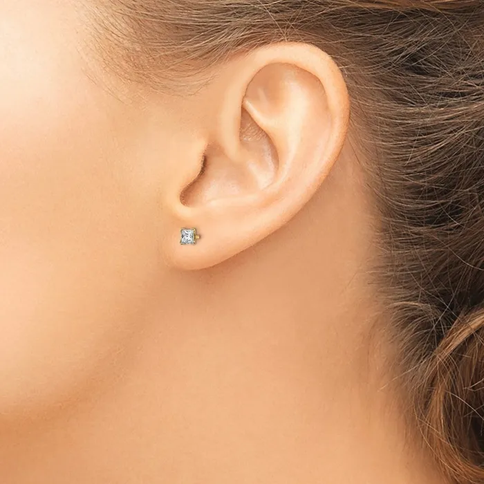 14k AAA Quality Complete Princess cut Diamond Earring goldiaca Earrings
