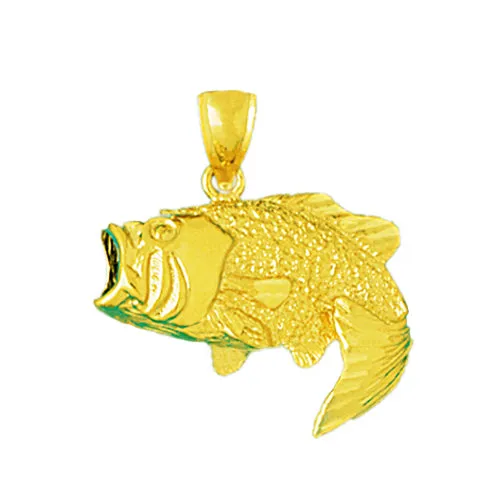 14K Gold Open Mouth Bass Pendant Goldia PreStyled Sets