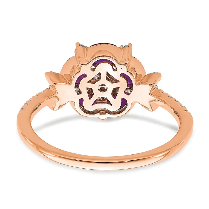 14K Rose Gold Lab Grown Diamond VSSI G CreatedRuby Floral Ring Goldia Rings