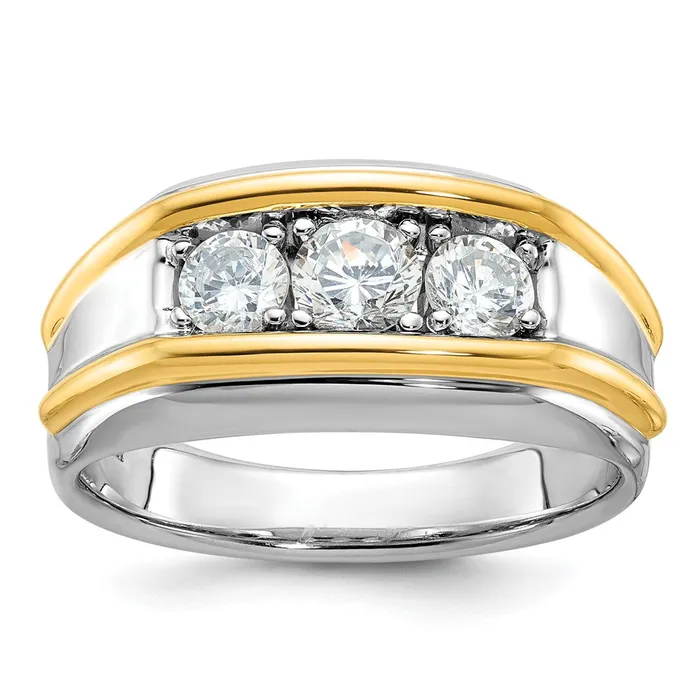 14k Twotone Gold Mens 1 carat Diamond Complete Ring Goldia Rings