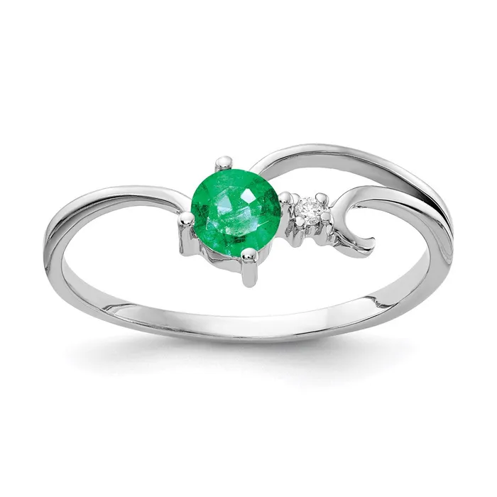 14k White Gold 4mm Emerald A Real Diamond ring Goldia Rings