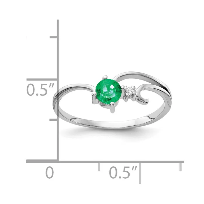 14k White Gold 4mm Emerald A Real Diamond ring Goldia Rings