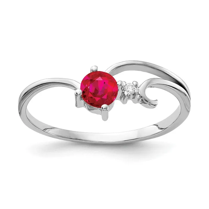 14k White Gold 4mm Ruby AA Real Diamond ring Goldiacom Rings