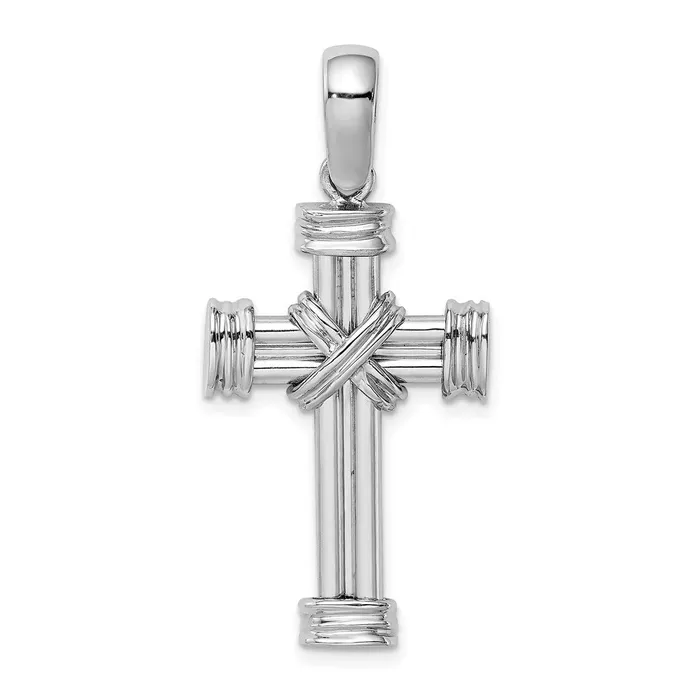 14k White Gold Polished Cross Charm Goldia Charm Necklaces