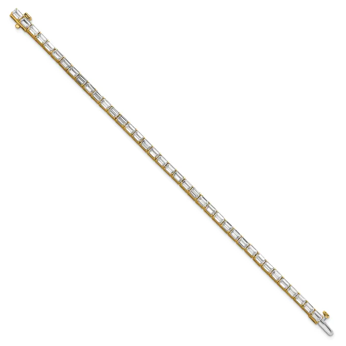 14k Yellow Gold 10 Ct Lab Grown Diamond VSSI G Emerald Tennis Bracelet Goldia Bracelets
