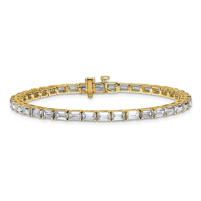 14k Yellow Gold 10 Ct Lab Grown Diamond VSSI G Emerald Tennis Bracelet Goldia Bracelets