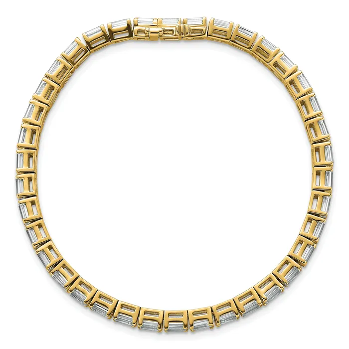 14k Yellow Gold 10 Ct Lab Grown Diamond VSSI G Emerald Tennis Bracelet Goldia Bracelets