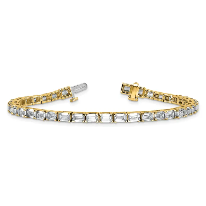 14k Yellow Gold 10 Ct Lab Grown Diamond VSSI G Emerald Tennis Bracelet Goldia Bracelets