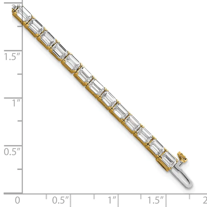 14k Yellow Gold 10 Ct Lab Grown Diamond VSSI G Emerald Tennis Bracelet Goldia Bracelets