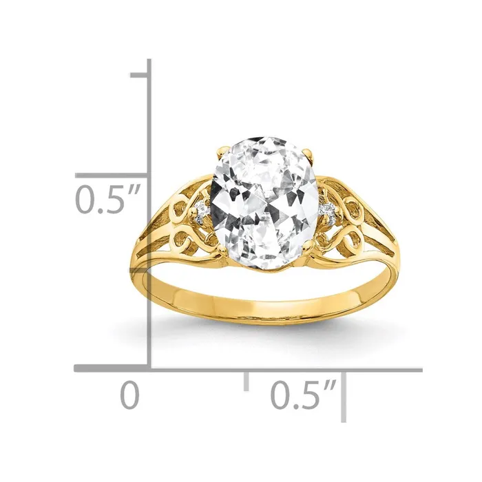 14K Yellow Gold 9x7mm Oval Cubic Zirconia A Real Diamond ring Goldiacom Rings
