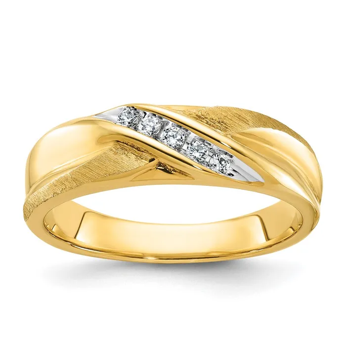 14k Yellow Gold Mens Polished and Satin 110 carat Diamond Complete Ring Goldia Rings 14k Yellow Gold Mens Polished and Satin 110 carat Diamond Complete Ring Goldia Rings