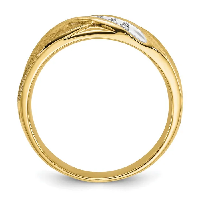 14k Yellow Gold Mens Polished and Satin 110 carat Diamond Complete Ring Goldia Rings