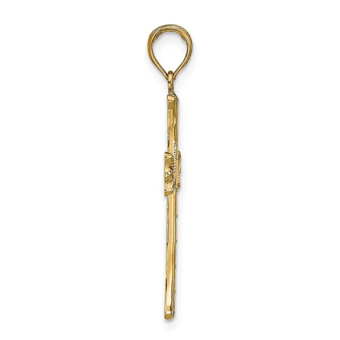 14k Yellow Gold Textured wSquare Center Cross Pendant Goldia Necklaces