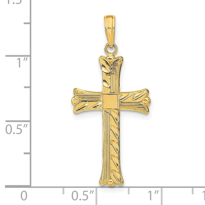 14k Yellow Gold Textured wSquare Center Cross Pendant Goldia Necklaces