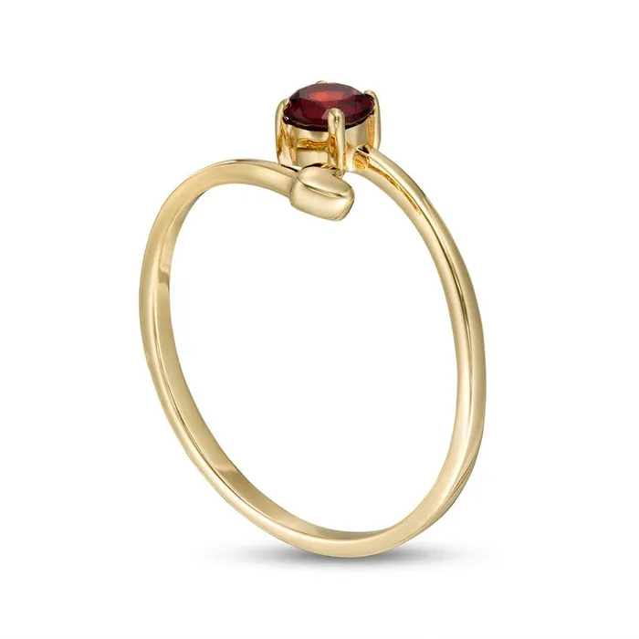 40mm Garnet and Polished Heart Open Wrap Ring in Solid 10K Yellow Gold Goldia Rings 40mm Garnet and Polished Heart Open Wrap Ring in Solid 10K Yellow Gold Goldia Rings