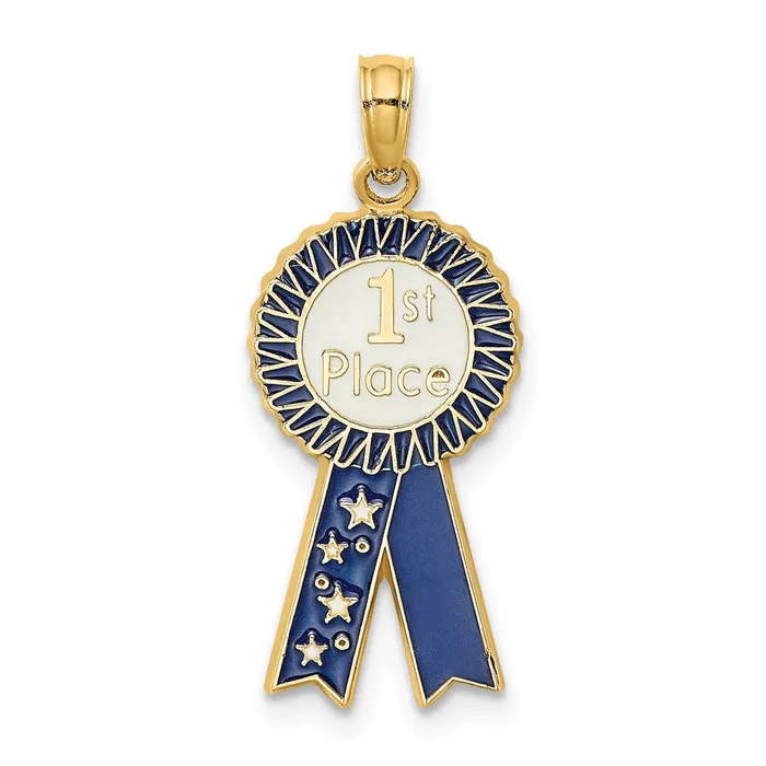 Charm Necklaces Goldia 14k Yellow Gold Enamel 1st PLACE Ribbon Charm
