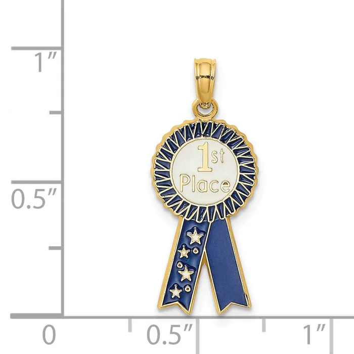Charm Necklaces Goldia 14k Yellow Gold Enamel 1st PLACE Ribbon Charm