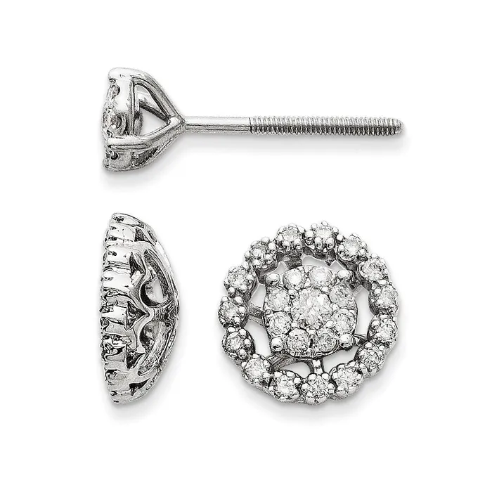 Earrings goldiaca 14K White Gold Small Flower and Jacket Diamond Post Earrings Earrings goldiaca 14K White Gold Small Flower and Jacket Diamond Post Earrings