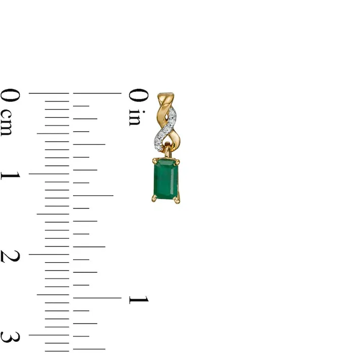 Earrings Goldia EmeraldCut Emerald and Diamond Accent Twist Drop Earrings in 14K Gold Earrings Goldia EmeraldCut Emerald and Diamond Accent Twist Drop Earrings in 14K Gold