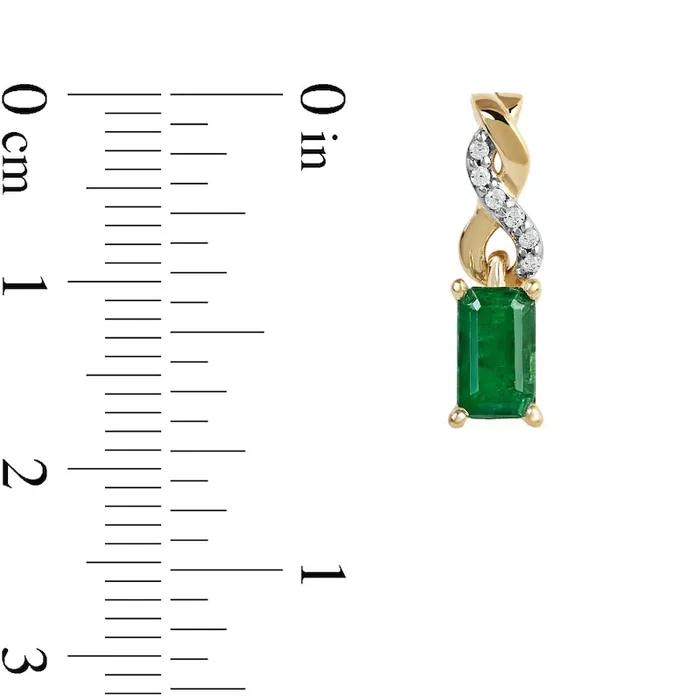 Earrings Goldia EmeraldCut Emerald and Diamond Accent Twist Drop Earrings in 14K Gold Earrings Goldia EmeraldCut Emerald and Diamond Accent Twist Drop Earrings in 14K Gold
