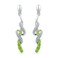 Earrings Goldia Peridot and 007 CT TW Diamond Swirl Drop Earrings in Sterling Silver Earrings Goldia Peridot and 007 CT TW Diamond Swirl Drop Earrings in Sterling Silver