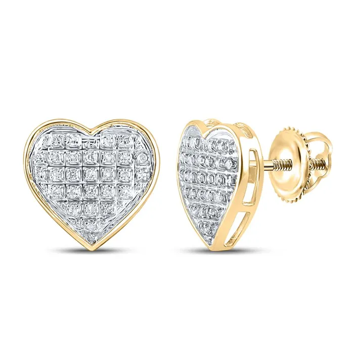 gndatlanta 10k Yellow Gold Round Diamond Heart Cluster Earrings 16 Cttw Earrings gndatlanta 10k Yellow Gold Round Diamond Heart Cluster Earrings 16 Cttw Earrings