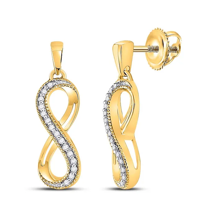 gndatlanta 10k Yellow Gold Round Diamond Infinity Dangle Earrings 110 Cttw Earrings
