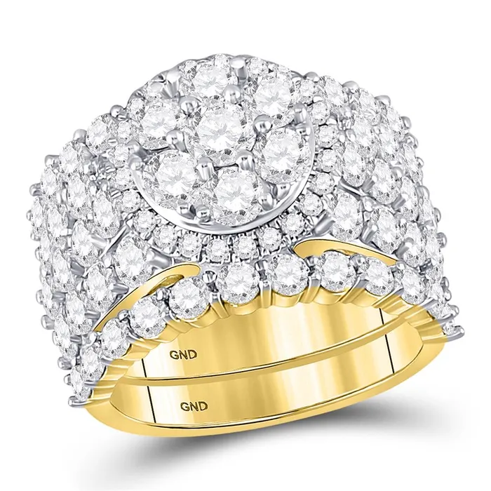 gndatlanta 14k Yellow Gold Round Diamond Cluster Bridal Wedding Ring Set 5 Cttw Rings gndatlanta 14k Yellow Gold Round Diamond Cluster Bridal Wedding Ring Set 5 Cttw Rings
