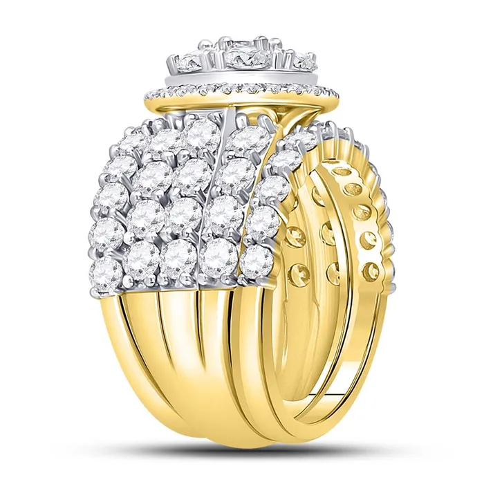 gndatlanta 14k Yellow Gold Round Diamond Cluster Bridal Wedding Ring Set 5 Cttw Rings