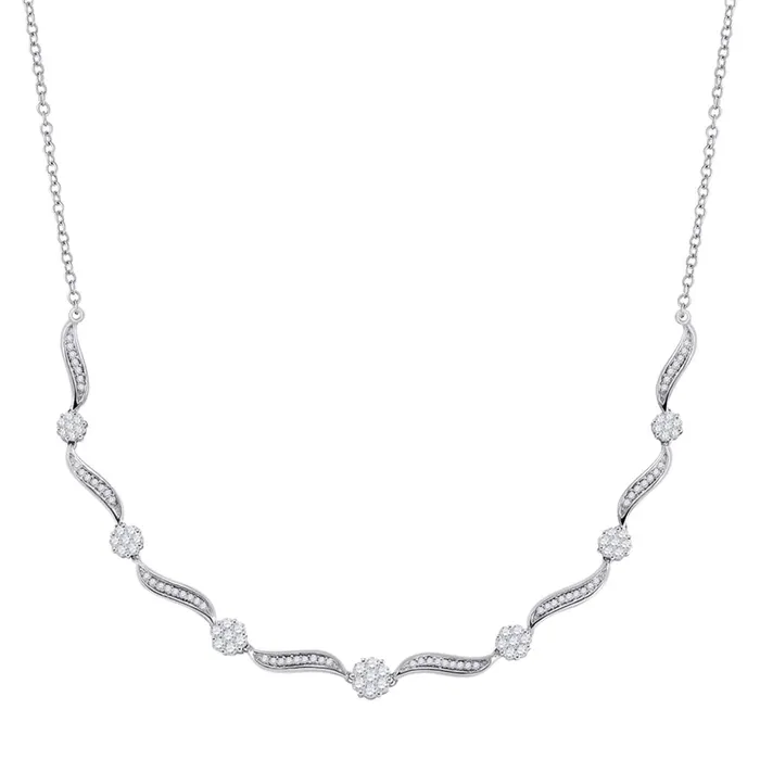 gndatlanta Necklaces 14k White Gold Round Diamond Cocktail Cluster Necklace 212 Cttw