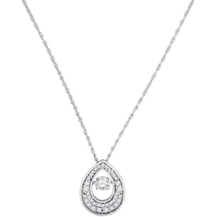 gndatlanta Necklaces 14k White Gold Round Diamond Moving Twinkle Solitaire Teardrop Pendant 12 Cttw gndatlanta Necklaces 14k White Gold Round Diamond Moving Twinkle Solitaire Teardrop Pendant 12 Cttw