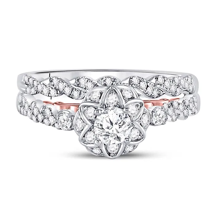 gndatlanta Rings 14k Twotone Gold Round Diamond Bridal Wedding Ring Set 34 Ctw Certified