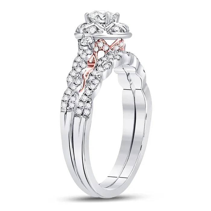 gndatlanta Rings 14k Twotone Gold Round Diamond Bridal Wedding Ring Set 34 Ctw Certified