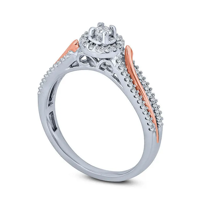 Goldia 025 CT TW Natural Diamond Frame Bypass Promise Ring in Solid 10K TwoTone Gold Rings Goldia 025 CT TW Natural Diamond Frame Bypass Promise Ring in Solid 10K TwoTone Gold Rings