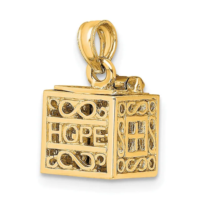 Goldia 14k Yellow Gold 3D Faith and Hope Prayer Box Charm Charm Necklaces Goldia 14k Yellow Gold 3D Faith and Hope Prayer Box Charm Charm Necklaces