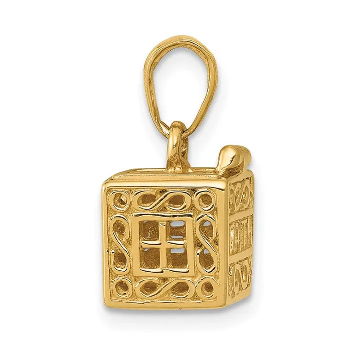 Goldia 14k Yellow Gold 3D Faith and Hope Prayer Box Charm Charm Necklaces