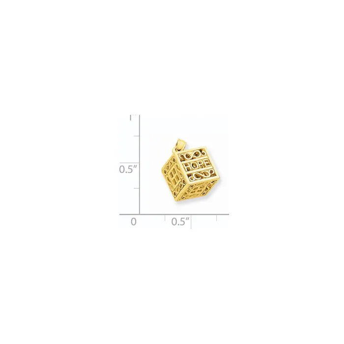 Goldia 14k Yellow Gold 3D Faith and Hope Prayer Box Charm Charm Necklaces