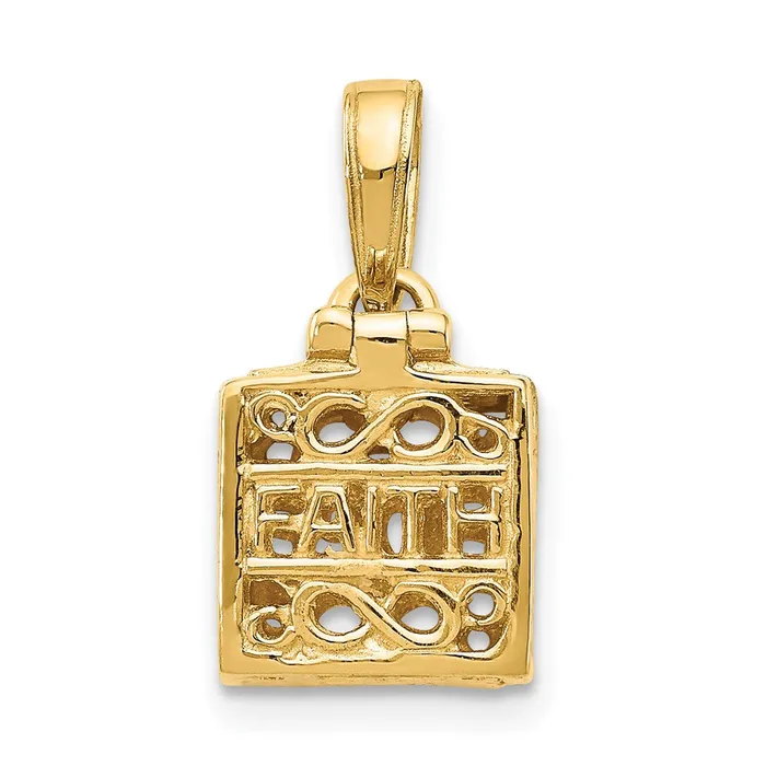 Goldia 14k Yellow Gold 3D Faith and Hope Prayer Box Charm Charm Necklaces