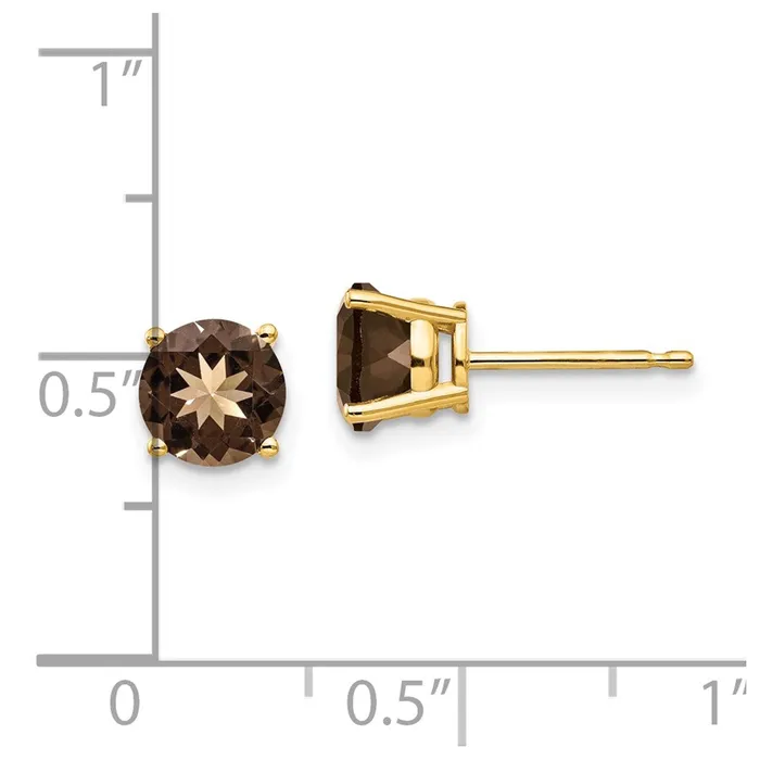 Goldia 14k Yellow Gold 6mm Round Smok Yellow Gold Quartz Earrings Earrings