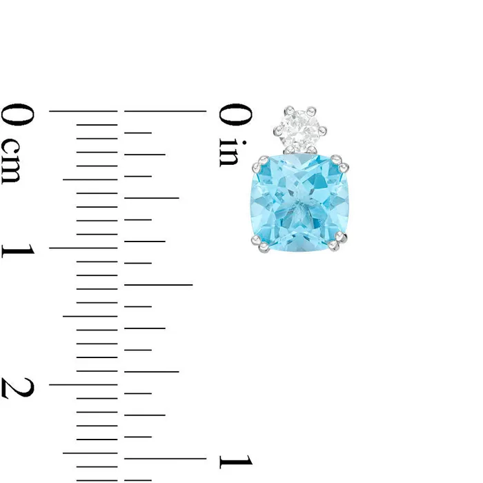 Goldia 70mm CushionCut Swiss Blue Topaz and LabCreated White Sapphire Stud Earrings in Sterling Silver Earrings Goldia 70mm CushionCut Swiss Blue Topaz and LabCreated White Sapphire Stud Earrings in Sterling Silver Earrings
