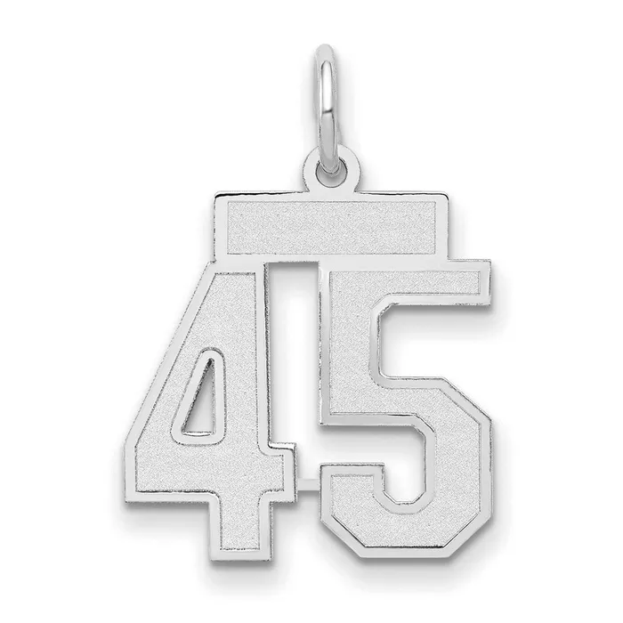 Goldia Charm Necklaces 14k White Goldw Small Satin Number 45 Charm
